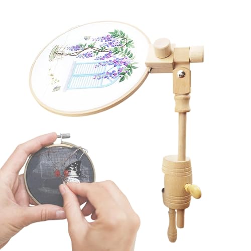 Stickrahmen aus Holz, Stickrahmen aus Holz - 360 Grad drehbarer Ständer für Stickrahmen aus Holz, Rotierender Stickrahmen für Nähbegeisterte von Jlobnyiun