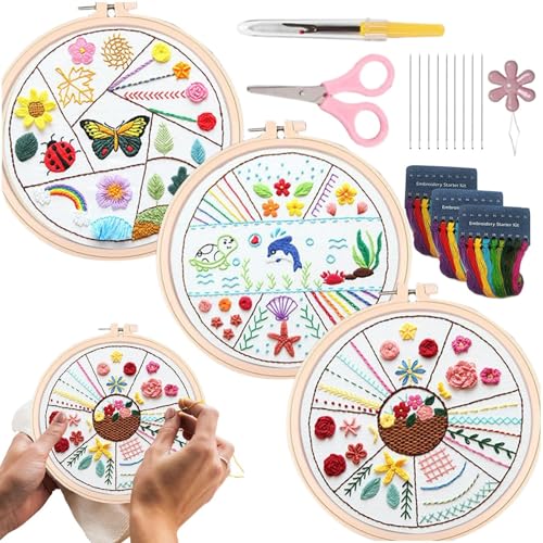 Stickstich-Trainingsset - Anfänger-Handnähset | Komplettes Bastel-Kunst-Set mit Reifen, Schere, Gewinde, Ripper, Faden und Stoff, perfekt für Vac Handwerk Stickstich-Trainingsset - Anfänger-Handnähset | Komplettes Bastel-Kunst-Set mit Reifen, Schere, Gewinde, Ripper, Faden und Stoff, perfekt für Vac Handwerk von Jlobnyiun