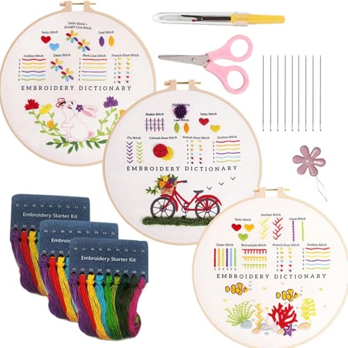 Stickstich-Trainingsset - Anfänger-Handnähset | Komplettes Bastel-Kunst-Set mit Reifen, Schere, Gewinde, Ripper, Faden und Stoff, perfekt für Vac Handwerk Stickstich-Trainingsset - Anfänger-Handnähset | Komplettes Bastel-Kunst-Set mit Reifen, Schere, Gewinde, Ripper, Faden und Stoff, perfekt für Vac Handwerk von Jlobnyiun