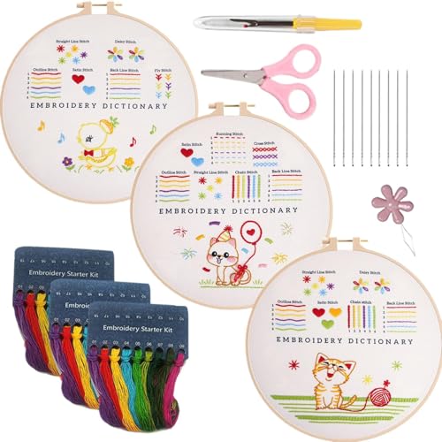 Stickstich-Übungsset – Anfänger-Handstich-Set | Komplettes DIY-Kunst-Set mit Reifen, Schere, Faden, Reißer, Faden und Stoff, perfekt für Vakuum-Bastelarbeiten Stickstich-Übungsset – Anfänger-Handstich-Set | Komplettes DIY-Kunst-Set mit Reifen, Schere, Faden, Reißer, Faden und Stoff, perfekt für Vakuum-Bastelarbeiten von Jlobnyiun