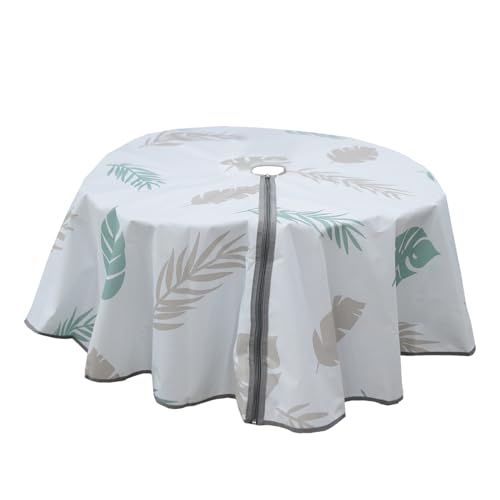 Tischdecke für Regenschirm, rund, waschbar, Außenschild, 60 Zoll (152,4 cm) mit auslaufsicherem Verschluss, langlebiger Tischschutz mit Reißverschluss von Jlobnyiun