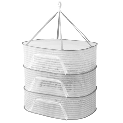 Wäscheständer aus Netzstoff, atmungsaktiv, faltbar, Campingtasche, Flachnetz, Wäscheständer mit drehbarem Haken, wiederverwendbarer Trockentasche, Fliegenkorb, Pulloverkorb von Jlobnyiun