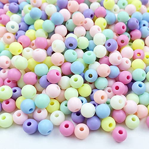 Jmassyang Acrylperlen, rund, mattiert, 6 mm, Bonbonfarben, gemischt, für Schmuckherstellung, Armbänder, Halsketten, Bastelarbeiten (6 mm), 1000 Stück von Jmassyang