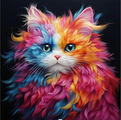 DIY 5D Cat diamond painting Kit，diamond painting erwachsene ,5D Cat with Crystal Cross Stitch Embroidery Arts and Crafts Canvas Pictures Painting by Numbers for Home Wall Decorations-30x30cm von JmhNewhope