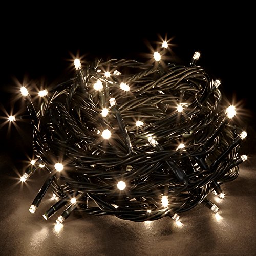 JnDee Wasserdicht 200 LEDs 20 Meter Warmweiß String Lichterkette für Weihnachtsbaum Party Hochzeits, 8 Betriebsarten, 8 Stunden Timer, Sichere Spannung von JnDee