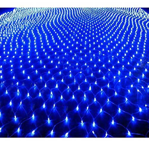 Weihnachtslichterkette 3m x 2m 320 LED Netzlichterkette Hellweiß Innen und Außen Weihnachtsbaum Lichterketten Multifunktions-Speicher-Timer Netzbetriebene Grünes Kabe (Blau) von JnDee