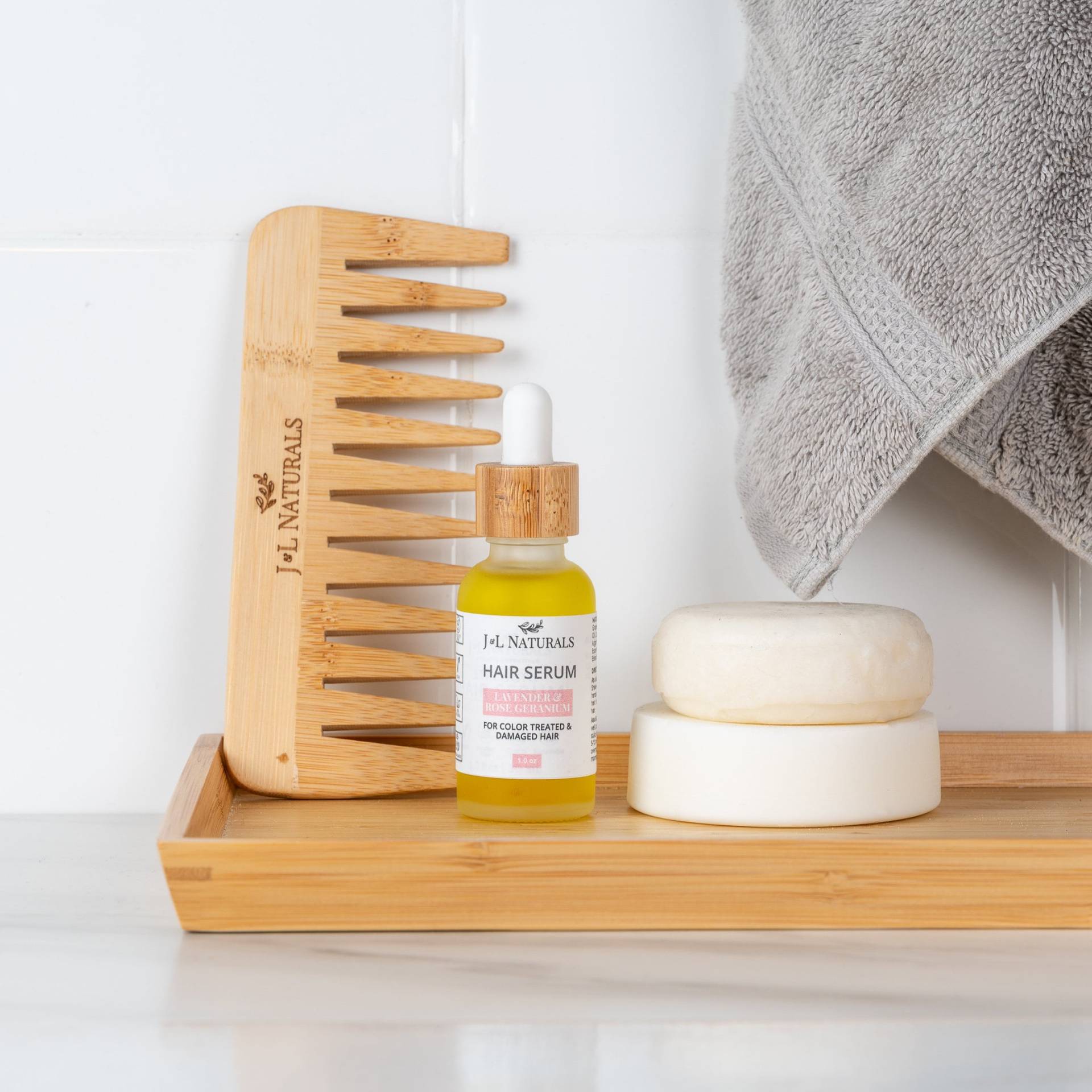 Lavendel + Rosengeranie | Stärke Haarpflege Kit Natürliches Haarpflege-Set Mit Sulfatfreiem Shampoo Und Conditioner Bar Veganem Haarserum von JnLNaturals