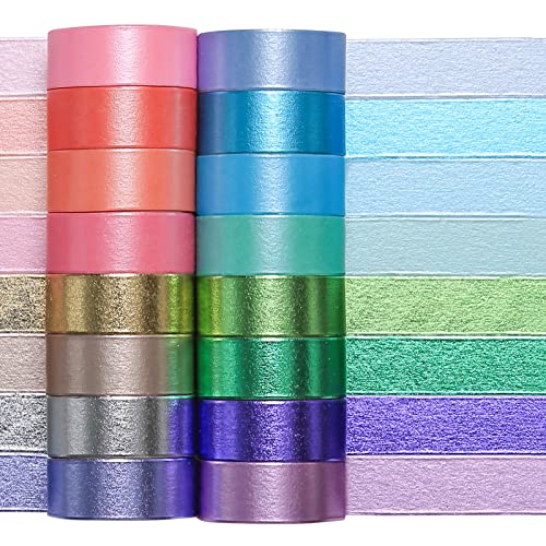 Jniseger 16 Rollen Washi Tape Set - Gold Folie Macaron Colors Dekoratives Klebeband Masking Tapes, Cute Rainbow Klebeband Bunt Tapes für Bullet Journals, Diy Handwerk, Scrapbooking, Basteln von Jniseger