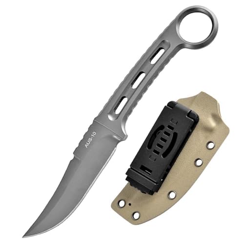 Festes Gegen Full Tang messer Edc Outdoor Jagdmesser Feststehende klinge tanto, gegen Einhandmesser, gerade scharfe stahl messer AUS10 griff, survival fixed neck knife, Gürtelmesser mit Kydex scheide von Joa