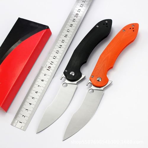 Joa Klappmesser 9" Taschenmesser Slim Aus Stahl S30V & G10, Lang Outdoor Survival Messer Edc Multi Jagdmesser, Scharfes Einhandmesser Allzweckmesser mit Haken & Clip, Orange, Geschenk für Männer von Joa