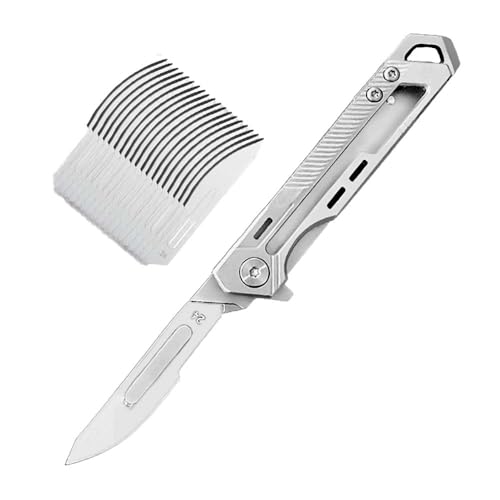 Joa Klappmesser Skalpell mit 20 auswechselbare Klingen Figur 24, Taschenmesser EDC messer outdoor Schlüsselanhänger multi Universalmesser, silber edelstahl messer mini Joa Klappmesser Skalpell mit 20 auswechselbare Klingen Figur 24, Taschenmesser EDC messer outdoor Schlüsselanhänger multi Universalmesser, silber edelstahl messer mini von Joa