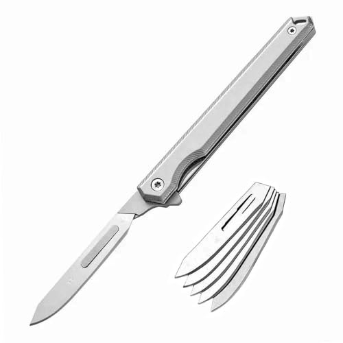 Joa Klappmesser Skalpell mit 6 auswechselbare Klingen Figur 60, Schnitz Taschenmesser EDC messer outdoor Schlüsselanhänger multi Universalmesser, Klein edelstahl messer Joa Klappmesser Skalpell mit 6 auswechselbare Klingen Figur 60, Schnitz Taschenmesser EDC messer outdoor Schlüsselanhänger multi Universalmesser, Klein edelstahl messer von Joa