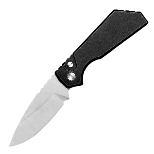 Joa Taschenmesser, EDC Klappmesser mit ButtonLock, D2 Stahl, Schwarz Alu Griff, Tanto, Flipper, Scharfe Einhandmesser, Outdoor messer Survival von Joa