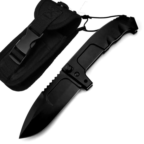 Joa Taschenmesser Alu Klappmesser große tanto messer stahl N690, Schwarz Aluminiumlegierung, outdoor messer survival, praktische edc messer Jagdmesser, Camper scharfes einhandmesser, scheide von Joa