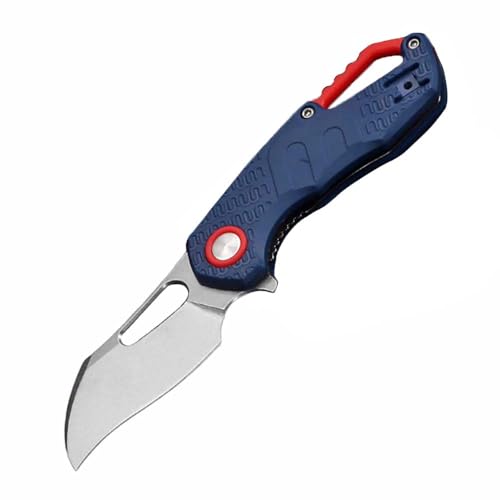 Joa Klappmesser Leicht Taschenmesser Outdoor Klein Stahl N690 & Blau G10, Mini Neck Knife EDC Multi Messer von Joa