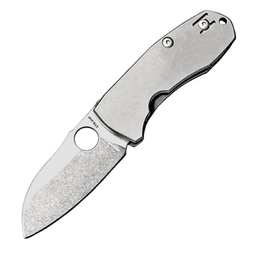 Klappmesser 6" Taschenmesser Robust leicht Aus TC4 Titan & loch stahl Outdoor Messer camping Jagdmesser, Flipper Scharfes Einhandmesser, klein edc messer neck knife, KeramikLager, carry taschenclip von Joa