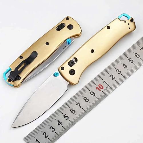 Klappmesser 7.4" Taschenmesser Gold Aus Edelstahl S90V, Kupfer, Klein Outdoor Survival Messer Edc Multi Jagdmesser Robust Tanto, Scharfes Einhandmesser mit Axis lock, Taschenclip, Geschenk für Männer von Joa