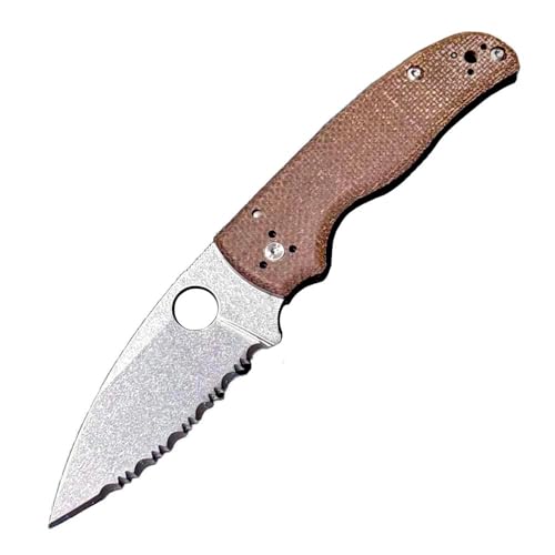 Klappmesser 8" Taschenmesser Wellenschliff Aus S30v & Flachs, Stahl Outdoor Messer Survival Jagdmesser, Camper Scharfes Einhandmesser, gegen praktische messer edc mit taschenclip, multi Tanto Messer von Joa