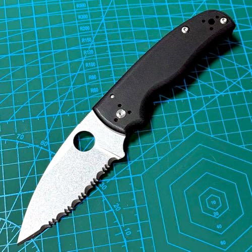 Klappmesser 8" Taschenmesser Wellenschliff Aus S30v & Schwarz, Stahl Outdoor Messer Survival Jagdmesser, Camper Scharfes Einhandmesser, gegen praktische messer edc mit taschenclip, multi Tanto Messer von Joa