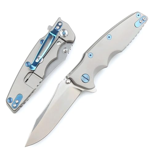 Klappmesser 8.2" Taschenmesser Tragbar Aus Edelstahl, Titan, Lang Outdoor Survival Messer Camper Jagdmesser Robust Scharfes Einhandmesser, Premium Praktisch Messer EDC mit Taschenclip, Keramik Lager von Joa