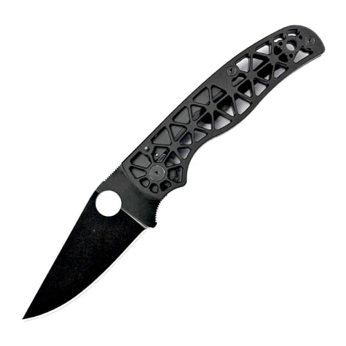 Klappmesser 8.23" Taschenmesser Hohl Schwarz aus Aluminium loch Edelstahl S30V & Kugellager, Kleines Outdoor Messer Survival Edc Jagdmesser leicht, Alu scharfes einhandmesser, Einzigartig stahl messer von Joa