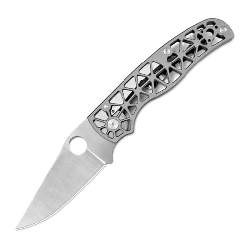 Klappmesser 8.23" Taschenmesser Hohl Silber aus Aluminium loch Edelstahl S30V & Kugellager, Kleines Outdoor Messer Survival Edc Jagdmesser leicht, Alu scharfes einhandmesser, Einzigartig stahl messer von Joa