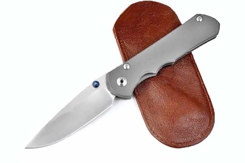 Klappmesser 8.3" Taschenmesser Hochwertig Aus Edelstahl S35VN & Titan, Outdoor Survival Messer Camper Jagdmesser, Scharfes Einhandmesser, Flipper Praktisch Messer EDC mit Taschenclip, Leder Scheide von Joa
