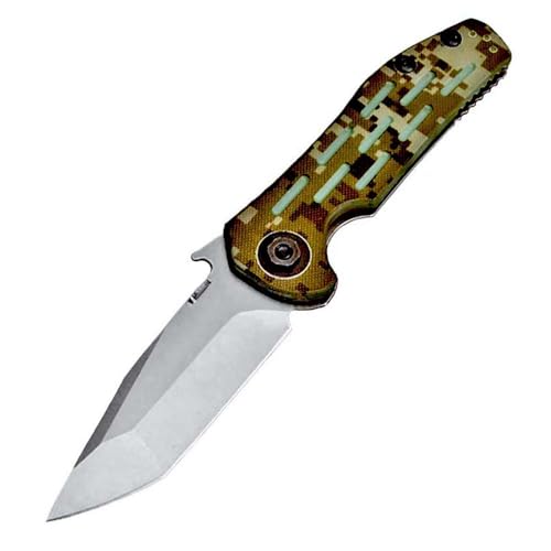 Klappmesser 8.5" Taschenmesser Robust aus Tarnung G10 & Stahl outdoor messer survival, edc messer tanto Jagdmesser D2 scharfes einhandmesser rutschfest, gegen pocket folding neck knife mit taschenclip von Joa