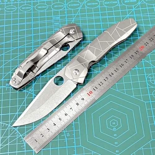 Klappmesser 8.66" Taschenmesser Robust aus Titan & Keramiklager, Stahl outdoor messer survival, Praktische edc messer Jagdmesser Camper scharfes einhandmesser, Titanlegierung pocket folding neck knife von Joa