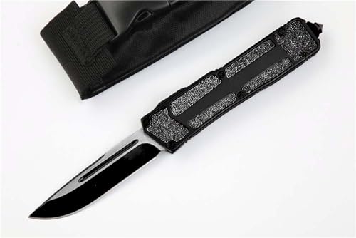 Klappmesser 8.7" Taschenmesser Schwarz aus knopfdruck Alu und Stahl Outdoor Messer Survival Edc Jagdmesser, Mechanischer faltmesser, Kleines einhandmesser Scharfes, Tragbare tanto messer mit scheide von Joa