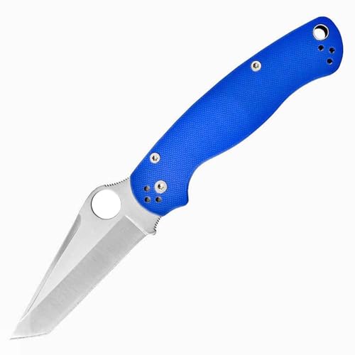 Klappmesser Edc Taschenmesser Tanto Kleines Outdoor aus G10 Loch Neck Knife S30V Stahl Messer Survival Camping messer Angeln Jagdmesser Einhandmesser Scharfes, Blau Klappbare messer mit taschenclip von Joa
