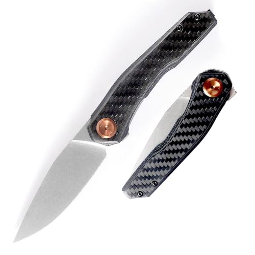 Klappmesser Taschenmesser Carbon Aus Edelstahl 9CR18 & Kohlefaser, Outdoor edc messer Survival tanto Jagdmesser scharfes einhandmesser mit clip, Geschenk für Männer von Joa