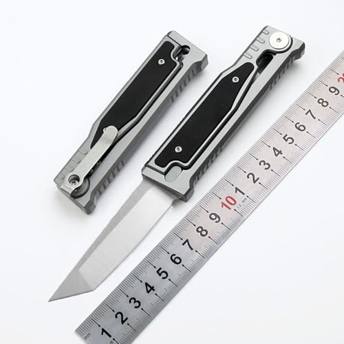 Kleines handliche werkzeug stahl messer rutschfest survival Tragbare Camping outdoor messer survival neck knife edc Taschenmesser Klappmesser Jagdmesser D2 silber Alu Legal messer tanto Taschenclip von Joa