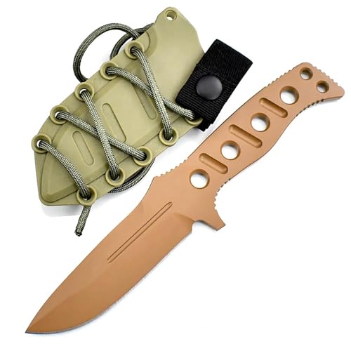 Kleines handliches werkzeug stahl messer scharf rutschfest gold Survival Tragbar Camping outdoor messer edc Jagdmesser Neck knife Gerade feststehende messer gürtelmesser Gegen taktische Messer/Scheide von Joa