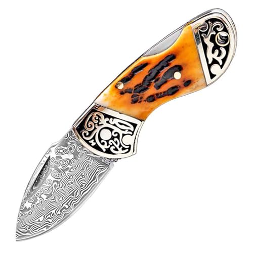 Outdoor Messer Survival Taschenmesser Damast aus Knochen Damaskus stahl Gelb Klappmesser, Damaszener EDC Messer mini jagdmesser, Klein Camping messer neck knife hals messer Damaststahl einhandmesser Outdoor Messer Survival Taschenmesser Damast aus Knochen Damaskus stahl Gelb Klappmesser, Damaszener EDC Messer mini jagdmesser, Klein Camping messer neck knife hals messer Damaststahl einhandmesser von Joa