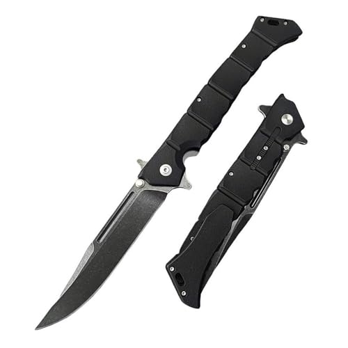Outdoor Messer Survival Tragbar Taschenmesser Lang Aus Edelstahl 8Cr13, Robust Schwarz G10 klappmesser dünn, Camper Jagdmesser taktische messer, Slim EDC Messer, Scharfes Einhandmesser mit Taschenclip von Joa