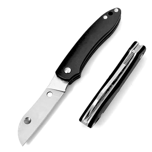 Taschenmesser, Klein Klappmesser Alu, N690 stahlklinge, Schwarz, edc schlüsselanhänger messer, Tragbare neck knife leicht hals messer, Flipper Scharfes Einhandmesser, Outdoor messer Survival Mini tool von Joa