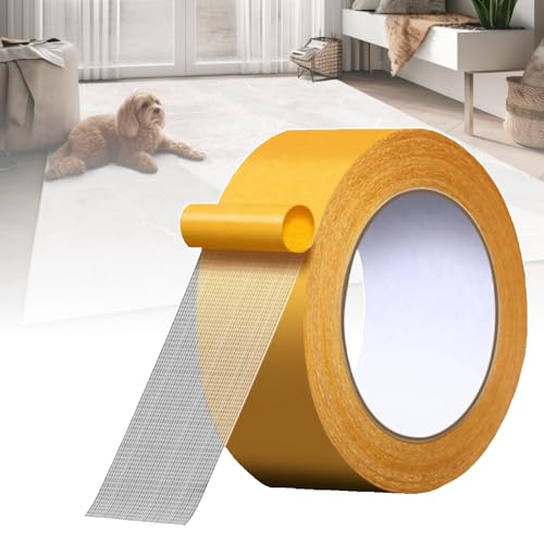 Joaecosmhui Doppelseitiges Klebeband Universal, Verlegeband Doppelklebeband Extra Stark zum Verlegen von Teppich und PVC-Belag, Klebeband für Papier, Kunststoff, Holz etc (1 Rollen, 5cm x 10m) von Joaecosmhui