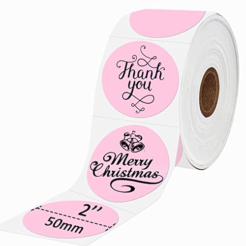 Joatuxul 2 Inch Round Thermal Sticker Labels, Self-Adhesive 2''×2'' Circle Direct Thermal Labels, Multi-Purpose thermal printer Labels for DIY Logo Design,Name Tag,QR Code, 600 Labels/1 Roll,Rosa von Joatuxul
