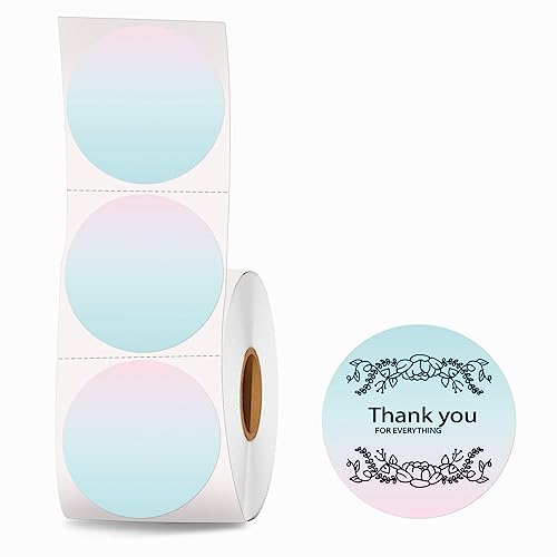 Joatuxul 2''×2'' Round Circle Thermal Sticker Etiketten, Selbstklebende 2 Zoll Circle Direct Thermal Etiketten, Mehrzweck-Aufkleber für DIY Logo Design, Namensschild, QR Code, 600 Etiketten/1 Rolle von Joatuxul