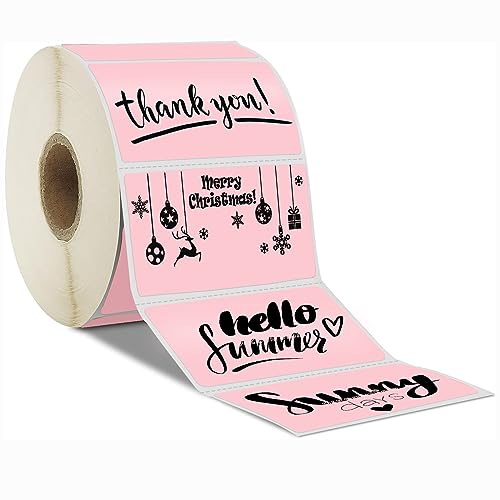 Joatuxul 2.25 "x1.25" Rosa Thermodirekt-Etiketten, Thermo-Aufkleber, ölbeständig, wasserfest, kratzfest, DIY Thermodrucker Papier, selbstklebendes Papier, Barcode-Etiketten 1 Rolle, 1000 Etiketten von Joatuxul