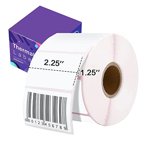 Joatuxul 2.25 "x1.25" Weiße Thermodirekt-Etiketten, Thermoaufkleber, ölbeständig, wasserfest, kratzfest, DIY Thermodruckerpapier, selbstklebendes Papier, Barcode-Etikett 1 Rolle, 1000 Etiketten von Joatuxul