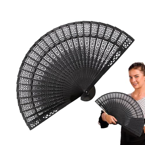 Handfächer aus Holz | Hohle Schnitzerei Handfächer Hochzeit Dekoration | Einzigartige Foto Requisiten Dekorative Handgemachte Fächer für Brautdusche Frauen Hochzeitsgast von Joberio