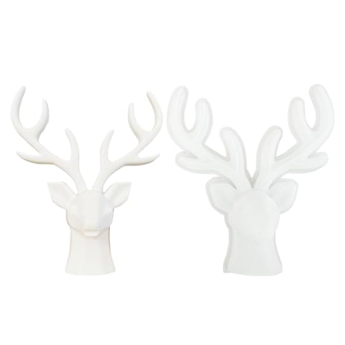 Hirschkopf-Form – Weihnachts-Epoxid-Gussform | Hirschkopf-Form | Kuchenaufsatz-Form | Silikon-Epoxidharz-Form | Gipsform | Hirschkopf-Form für Tonskulpturen, Modellierkunstwerke von Joberio