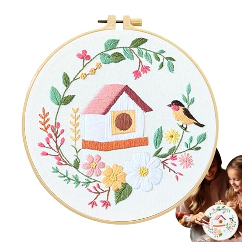 Joberio Anfänger-Stickset | Übungs-Näh-Stickset | Praktisches Stick-Übungsset, Haus- und Vogel-Stickset für Anfänger von Joberio