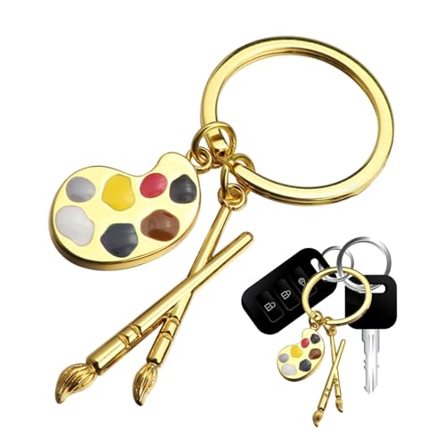 Joberio Schlüsselanhänger mit Palette und Pinsel, Künstler-Farbpalette und Pinsel-Anhänger, Malanhänger, Kunststudenten und Lehrer, Künstler, Farbpalette und Pinsel-Anhänger für Kinderschmuck von Joberio