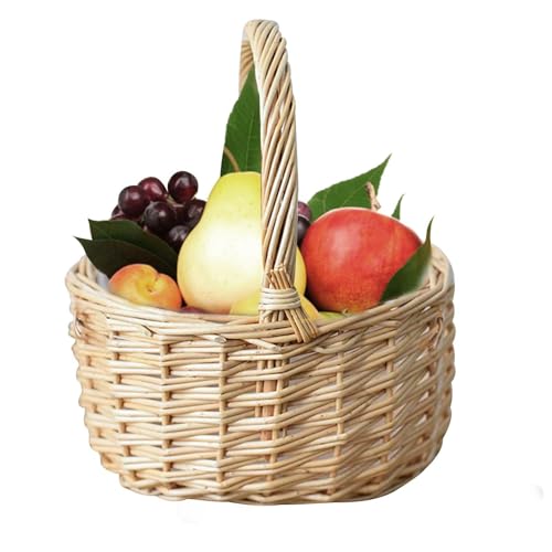 Joberio Weidenkorb, stabiler geflochtener Weidenkorb mit Griff, geflochtener Weidenkorb für Zuhause, Hochzeit, Garten, Dekoration von Joberio