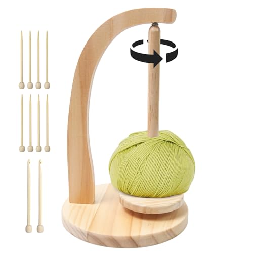 Magnetischer Garnhalter, drehbarer magnetischer Holzwollhalter, Garnspinner, Strickzubehör, platzsparendes Garnaufbewahrungsregal, Holzgarnhalter-Ständer für Stricken und Häkelwollhalter von Joberio