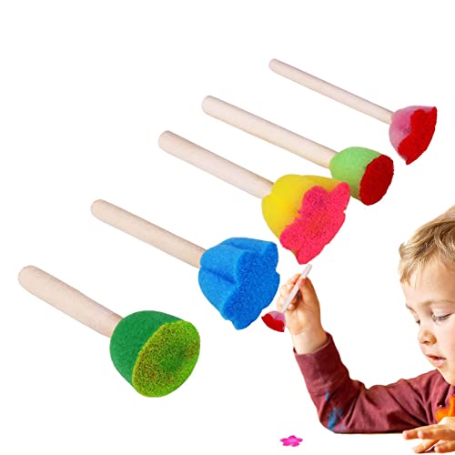 Malschwämme, 5 Schaumstoff-Pinsel, -Farbtupfer, Malwerkzeuge für Kinder, leicht zu trocknen und zu reinigen, Schwammpinsel zum Malen von Kindermalpinseln, Kunstbedarf von Joberio