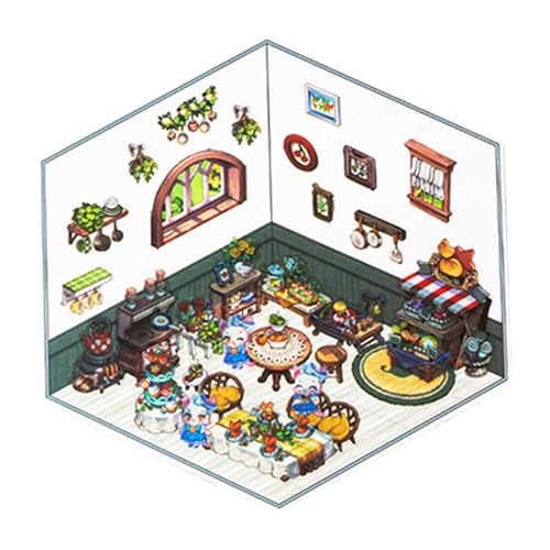 Miniatur-Szenen-Aufkleber-Set | Möbel-Scrapbooking-Aufkleber, visueller Effekt, kein Schnitt, Miniatur-Szenen- -Aufkleber für Kinderzimmer von Joberio